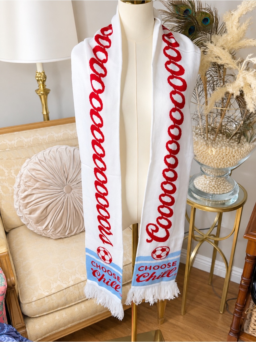 Coors Light Choose Chill Soccer Scarf White Red Blue Fringed Fan Scarf